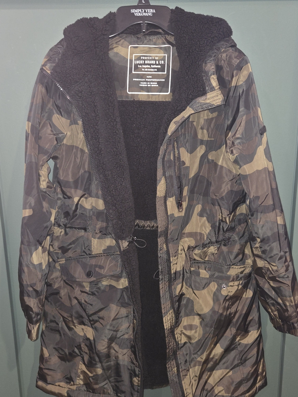 Lucky Brand Women's Camo Sherpa-Lined Parka Jacket - Brown/Green/Black